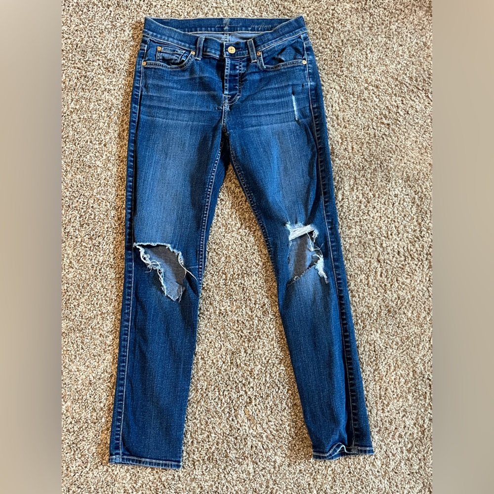 Josefina skinny boyfriend jeans from 7 for all mankind size 26 distressed